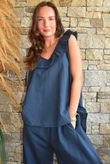 Larc Frill Tank Navy